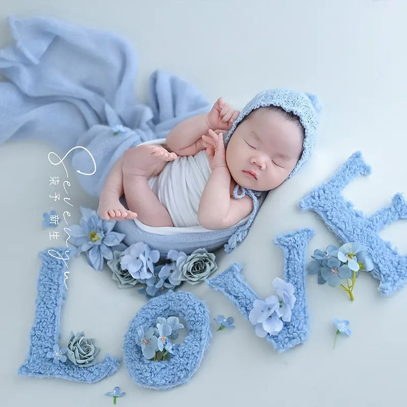 Blue Love Floral Theme Set - Newborn Photography Props